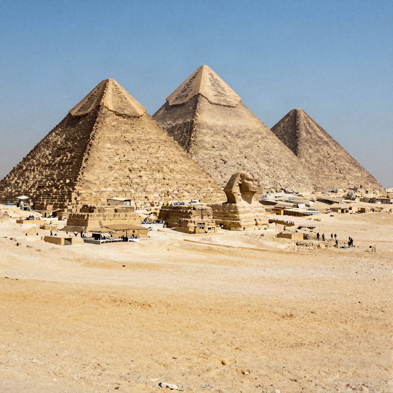 أهرامات الجيزة تحت سماء زرقاء