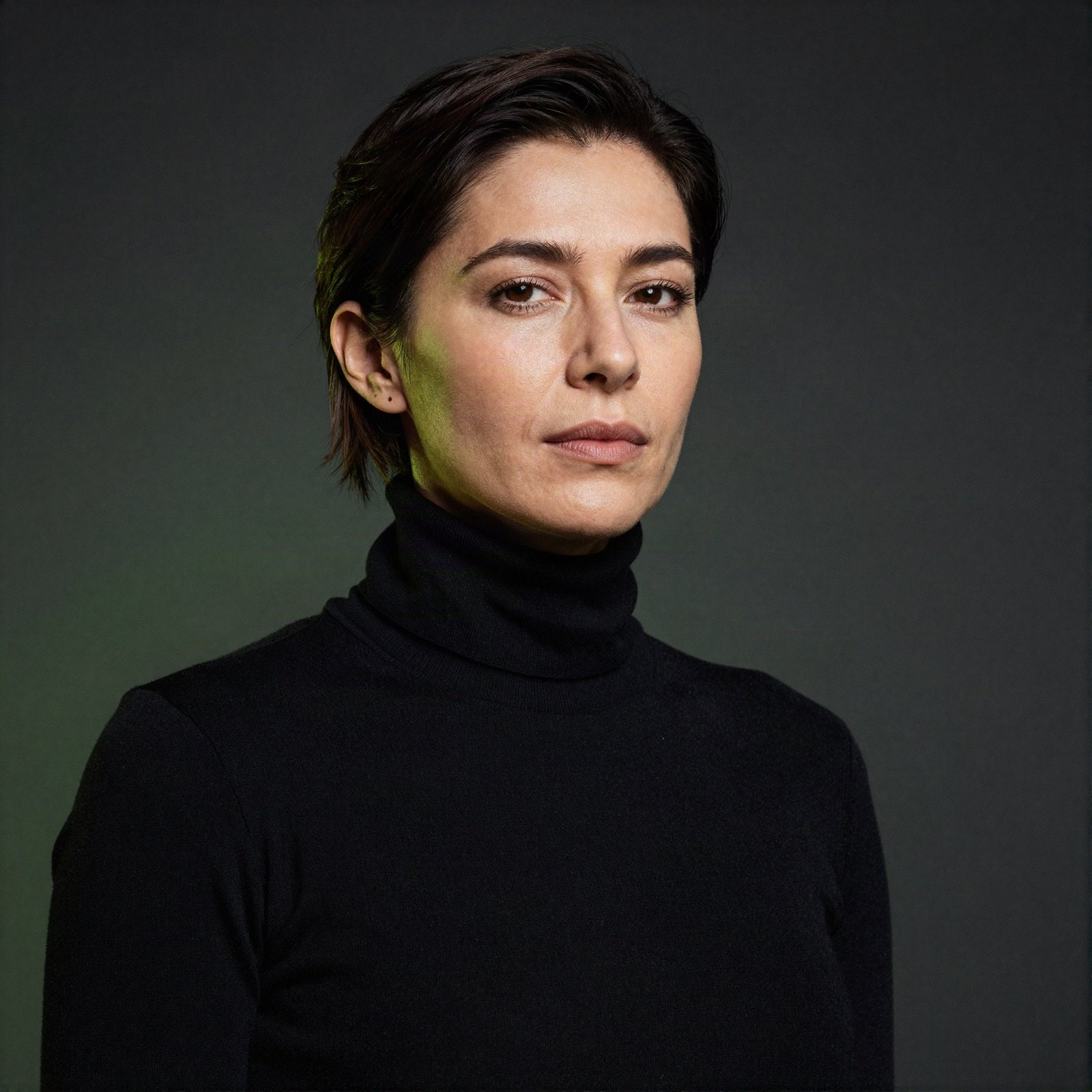 Portrait of the co-founder in a black turtleneck