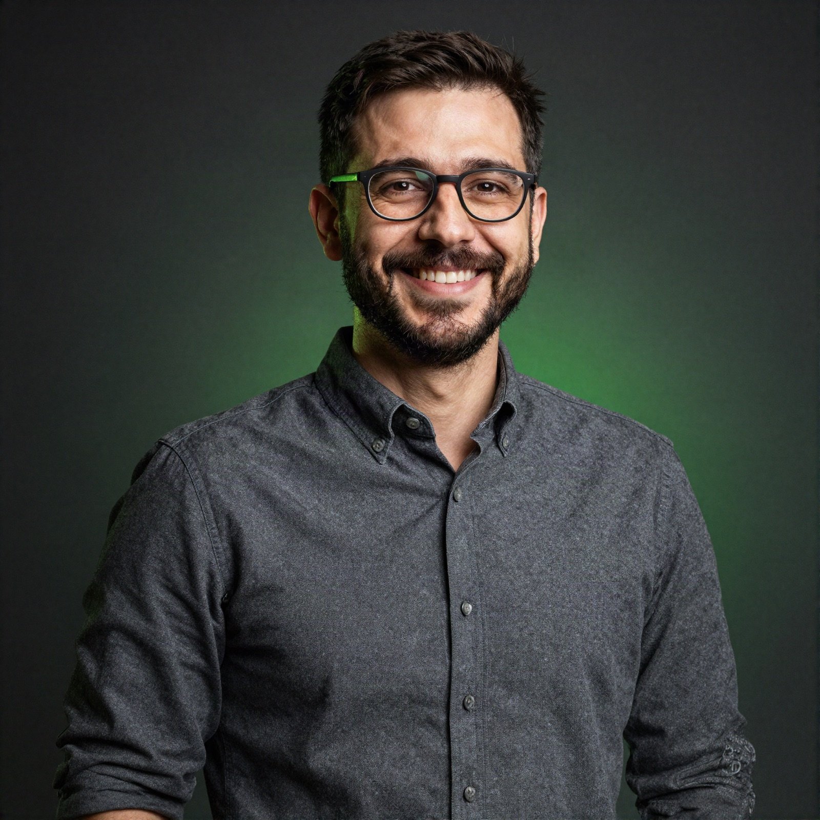 Portrait of the creative director with glasses and a beard