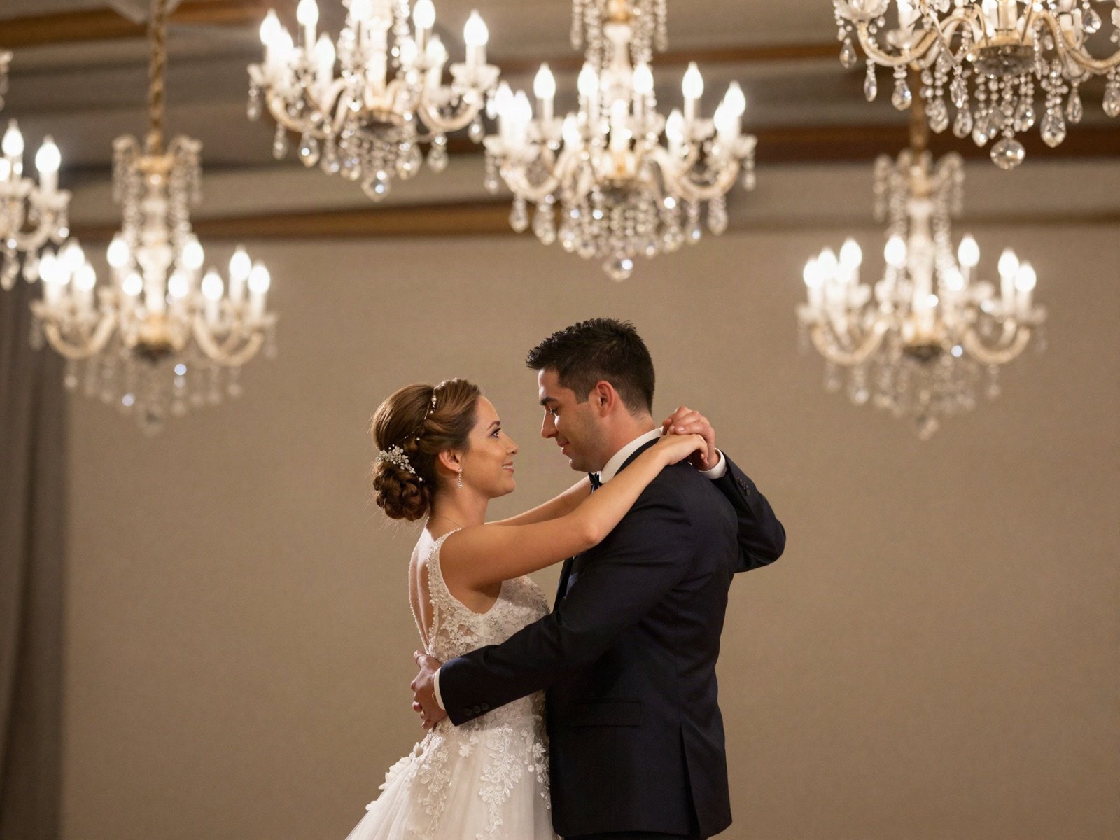 Bride and groom sharing their first dance