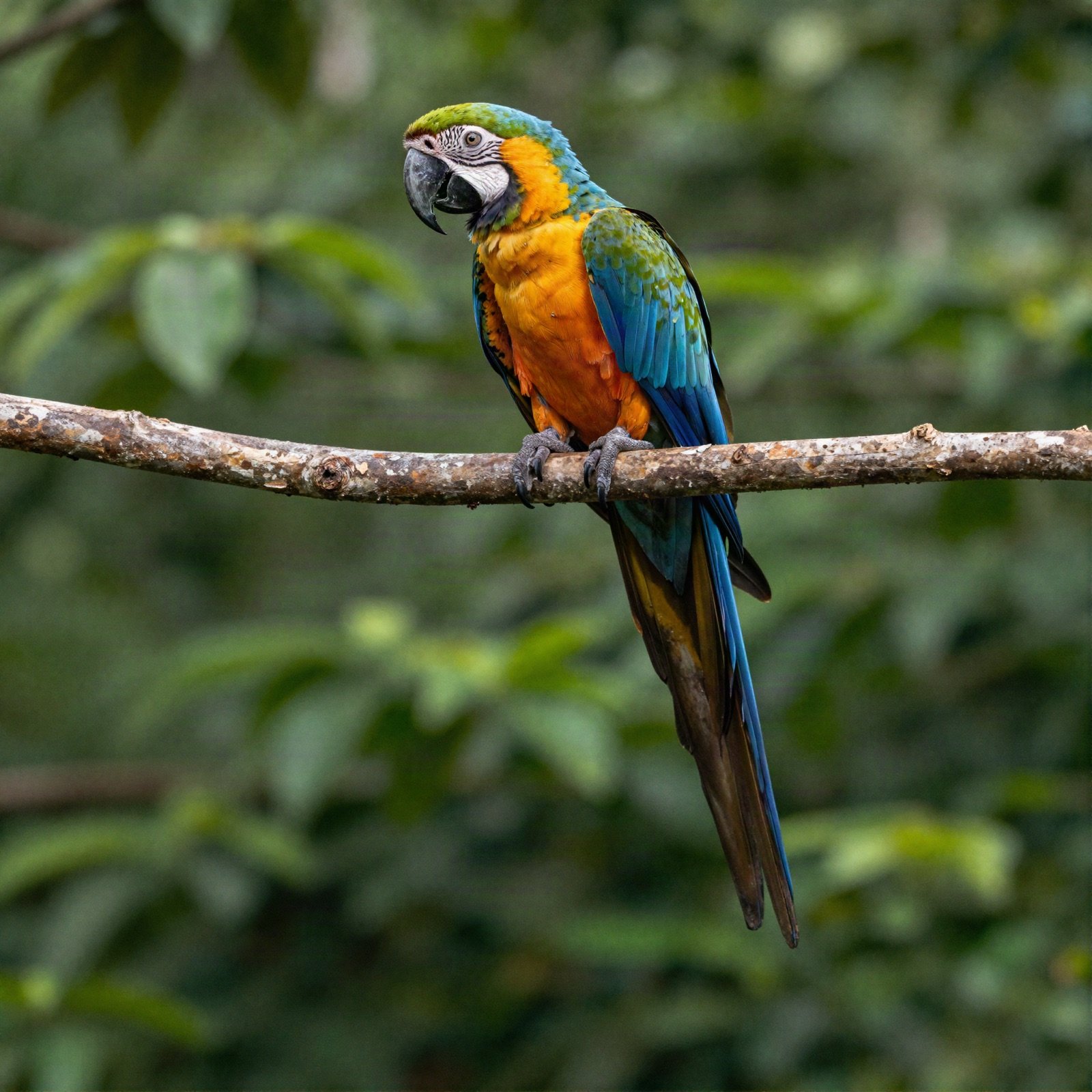 A colourful macaw perched in the Amazon rainforest